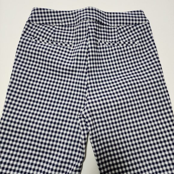 Elaine Rose Navy Gingham Stretch Mid Rise Straight Leg Ankle Pants - Picture 2 of 5